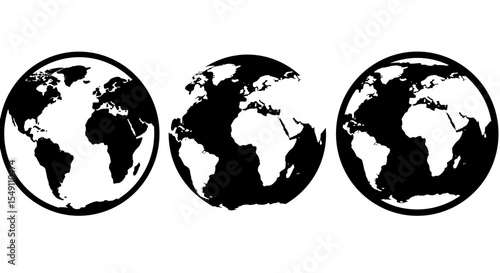 Black and white globe illustrations for design and education vector illustration
