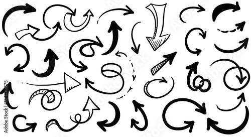 Collection of hand drawn arrows for creative design and directional concepts vector illustration