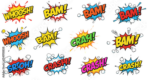 Dynamic comic book sound effects vector for creative design vector illustration