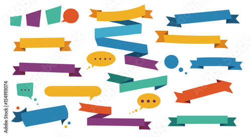 Colorful ribbons and speech bubbles collection for design and decoration projects vector illustration