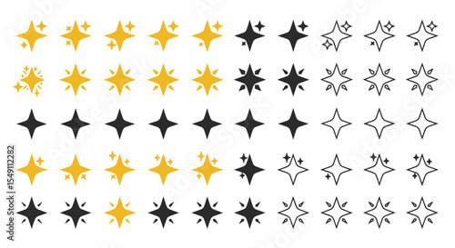 Star and sparkle vector set for graphic design and craft projects vector illustration