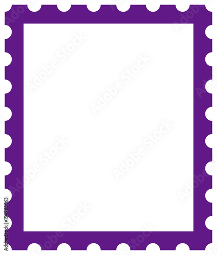 Stamp Style Frame with Purple Blue Lines on Transparent Background