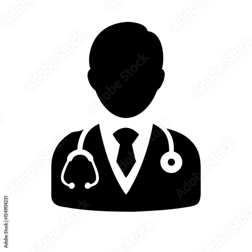 Doctor Clipart Silhouette – Doctor Figure in Uniform with Stethoscope