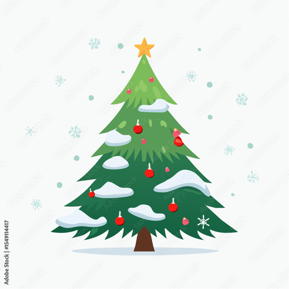 Illustration of Christmas Tree with Snow Illustration of Christmas Tree with Snow