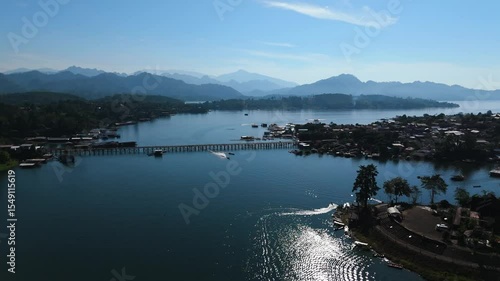 Skyview in the countryside with the village villagers mountain forest waterfall by drone