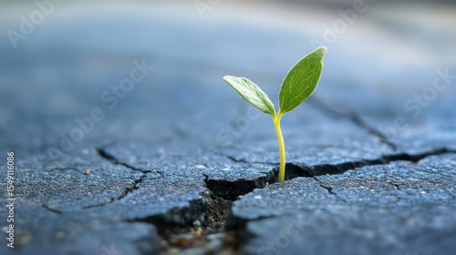 Resilient Sprout Emerging from Cracked Earth