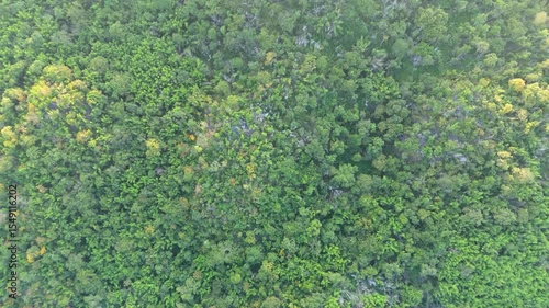 Skyview in the countryside with the village villagers mountain forest waterfall by drone