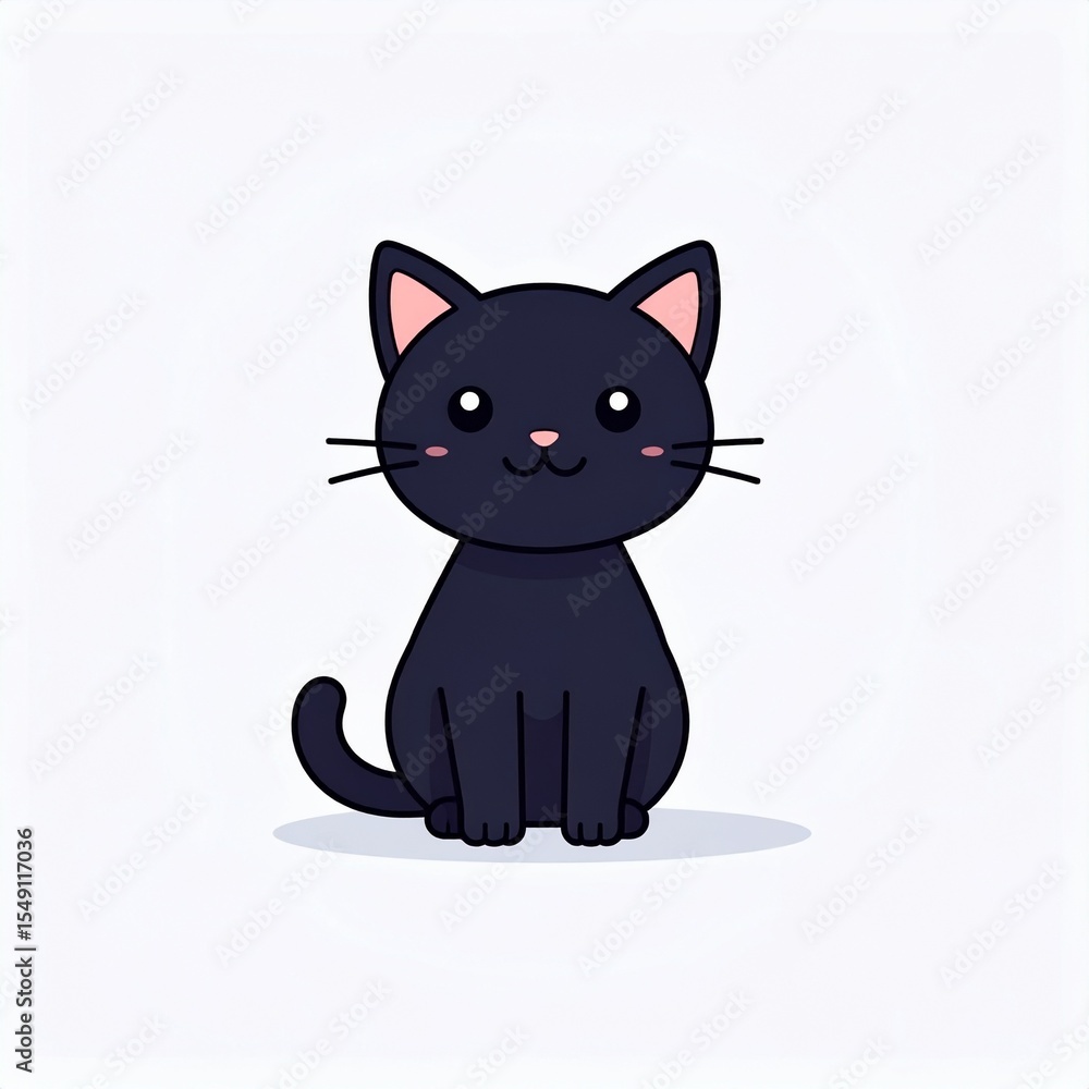 Obraz premium A charming illustration of a cute black cat sitting peacefully