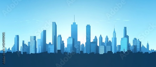 Wallpaper Mural Modern city skyline with clear blue background. Torontodigital.ca