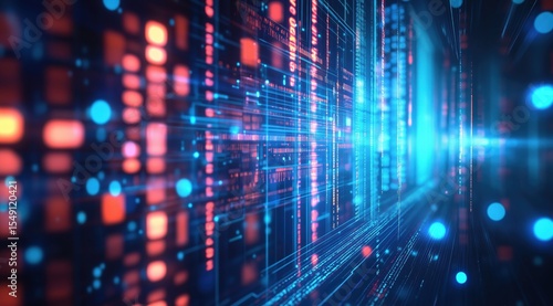 Digital Data Flow Visualization: Dynamic digital data streams visualized with vibrant colors create a mesmerizing, futuristic display.