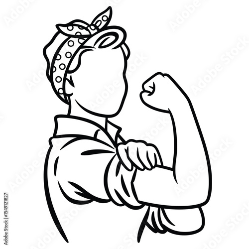 Rosie the Riveter Outline Symbol of Female Empowerment and Strength
