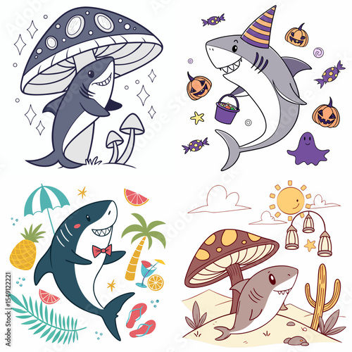 High-Quality sharks Illustrations in Various Styles – SVG Bundle