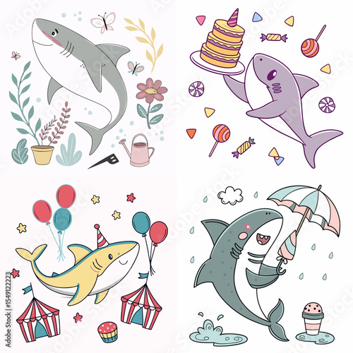High-Quality sharks Illustrations in Various Styles – SVG Bundle