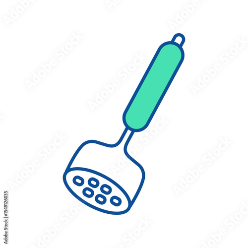 Mash crusher. Kitchenware icon. Line vector kitchen utensil and tool. Cutlery illustration