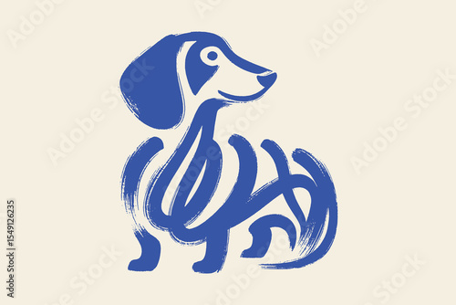 dog sitting brush stroke sketch vector illustration