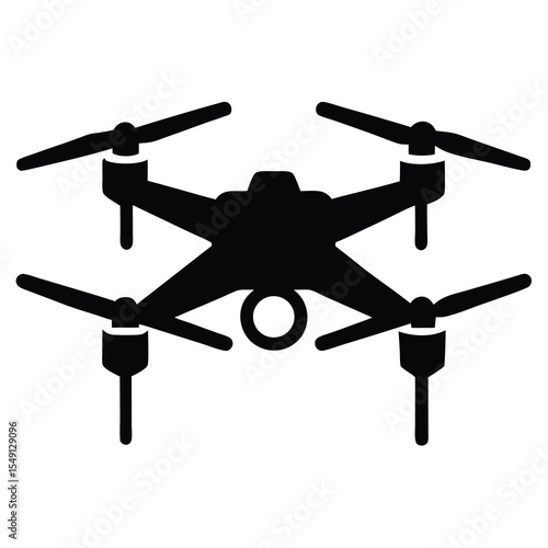 Modern black drone silhouette vector illustration for aerial photography and videography projects