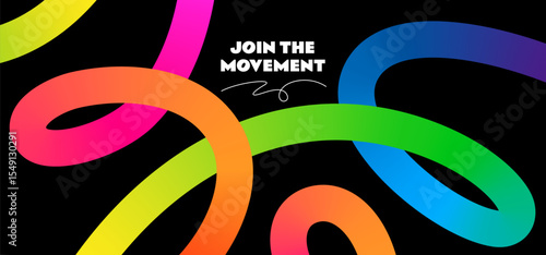 Color Lines Abstract Background. Wavy Ribbon Pattern with Rainbow Gradient. Vector Design Elements with Loop Gradient Lines.