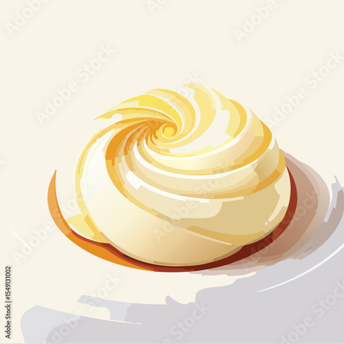 Panna Cotta in a Whimsical Scene with Vibrant Swirl Motions All Around.