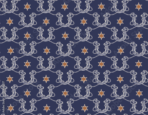 Horseshoe pattern seamless. Horseshoe symbol of happiness. / Rope