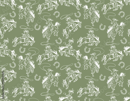 Stylish western Cowboys rodeo  seamless  from wild west rural  vector illustration ,Design for fashion , fabric, textile, wallpaper , wrapping and all prints