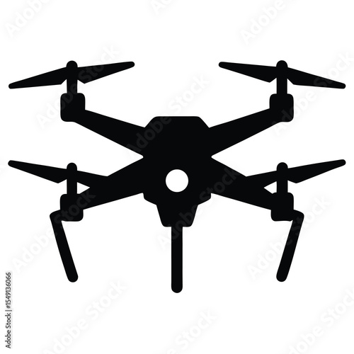 Silhouette of a modern drone with propellers for aerial photography and videography