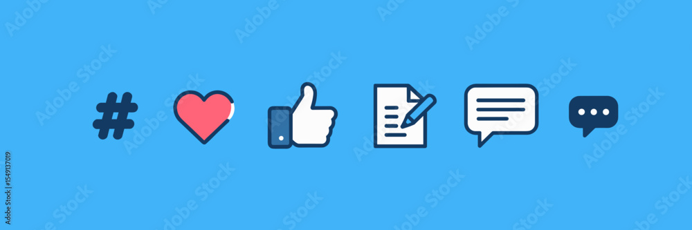 Minimal Father's Day social media icons with blue background and flat design Minimal Father's Day social media icons with blue background and flat design