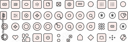 Vector icon sheet with UI/UX elements in grid layout – Ideal for wireframing tools, digital product design, or app development
