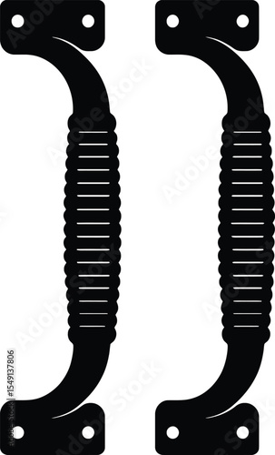 ribbed handle silhouette, handle grip black vector, ribbed grips illustration, tool handle