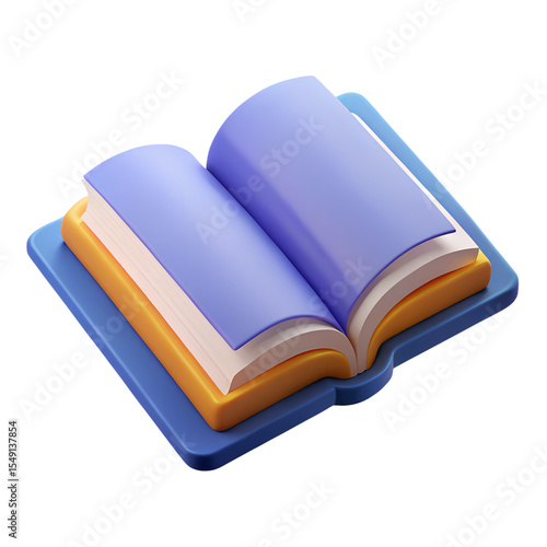 cute cartoon open book realistic 3d rendering