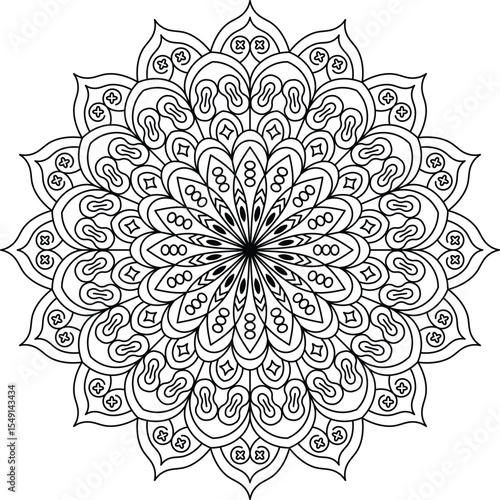 Detailed Mandala Art for Adult Coloring Books, Meditation Practices, and Decorative Graphic Design Purposes