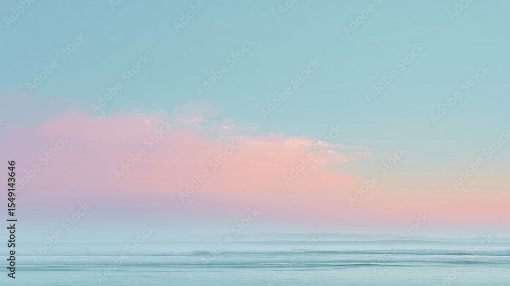 Obraz premium Serene Seascape with Pastel Clouds and Gentle Ocean Waves