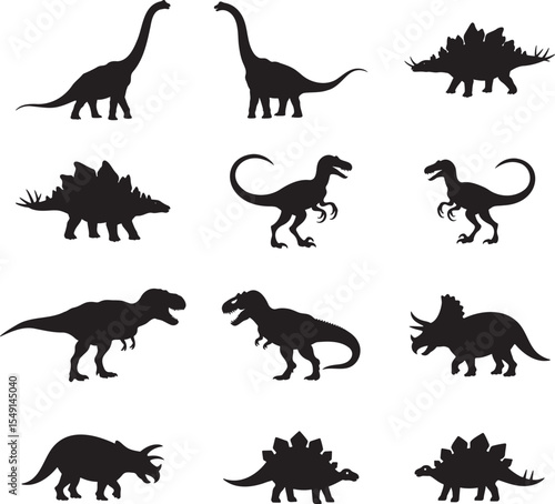 Collection of  dinosaur silhouettes set illustration