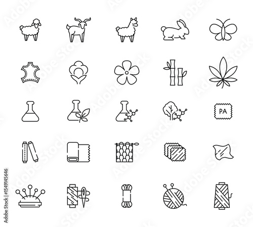 Bilde på lerret Fabric material line icon set