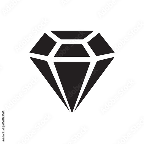 Cut Diamond Silhouette Icon - Sparkling Vector Symbol of Luxury, Gemstones, and Wealth