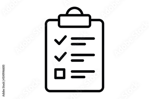Checklist Clipboard Icon Simple black line art
