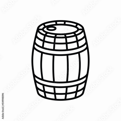 Simple Outline of a Wooden Barrel black