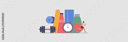 Flat vector icons of gym and home workouts – Great for fitness app design, workout planners, or health blogs