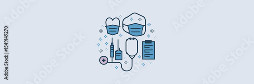 Circular layout of minimal healthcare icons – Suitable for mobile health apps, wellness dashboards, or telehealth branding