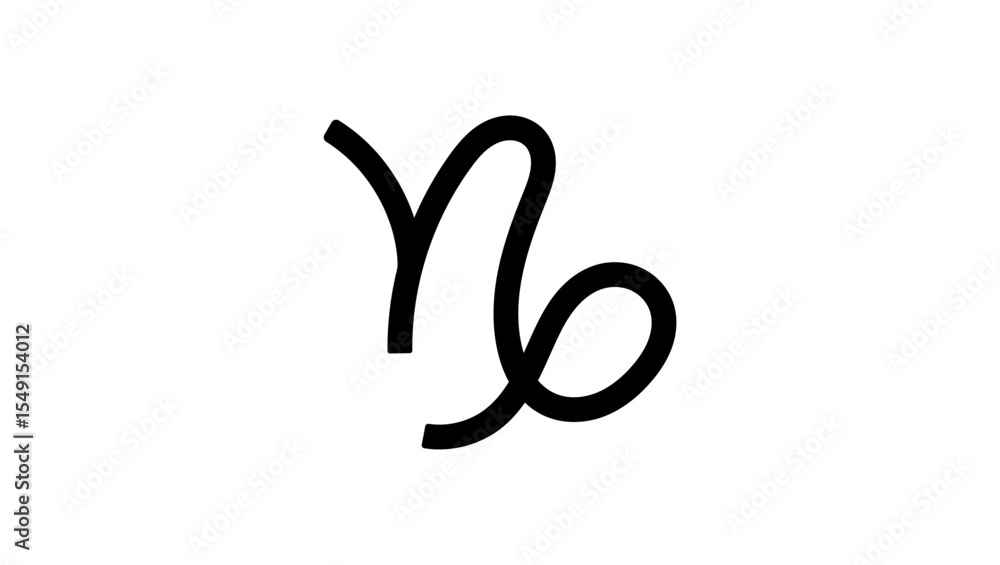 Capricorn symbol, black isolated silhouette Capricorn symbol, black isolated silhouette