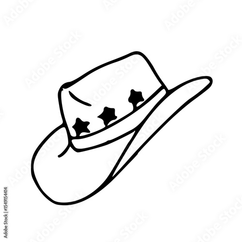minimalist cowboy hat with stars vector