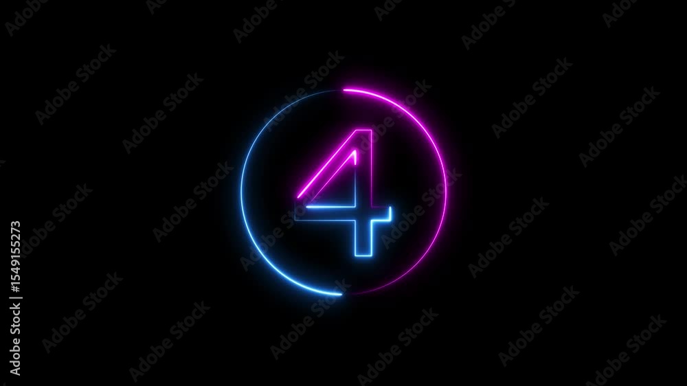 Neon line countdown text animation. Counting time concept. Neon line countdown text animation. Counting time concept.