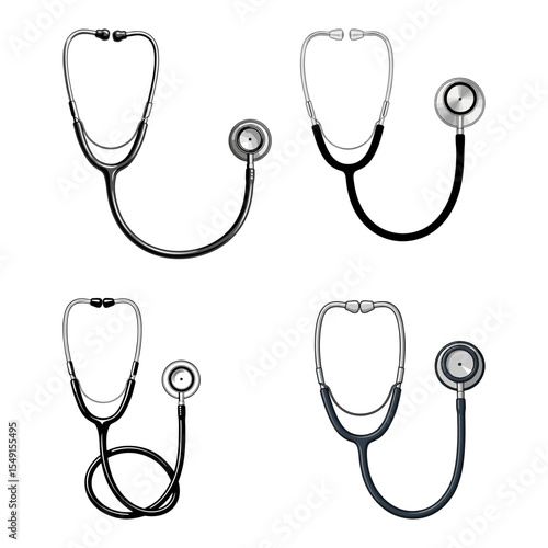 set of stethoscope on white background