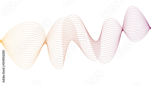 	
Vector curvy abstract line art wavy flowing dynamic colorful lines white background in concept music or sound, wave, wind, information flow
