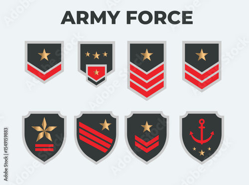 Army set, Military Insignia Soldier Icon Set, Sergeant, General, Major, Officer  vertör design