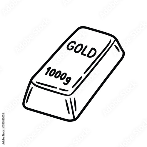 Line Art Illustration of a 1000g Gold Bar