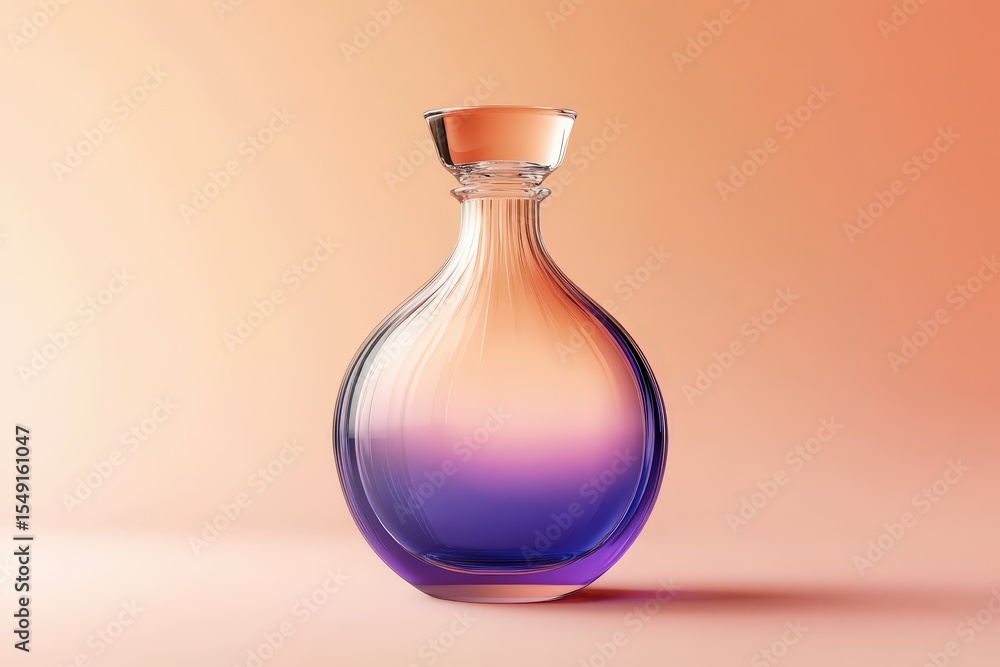 Gradient colored glass perfume bottle. Gradient colored glass perfume bottle.