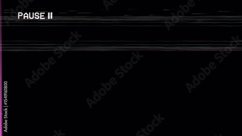 Pause VHS video tape with damage effect. 4k video