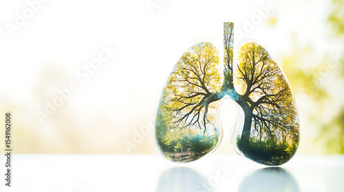 Lungs Shaped with Tree Silhouette, Symbolizing Respiratory Health and Nature