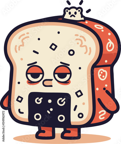 Stylized Retro Flat Design Cute Dazed Toast Character