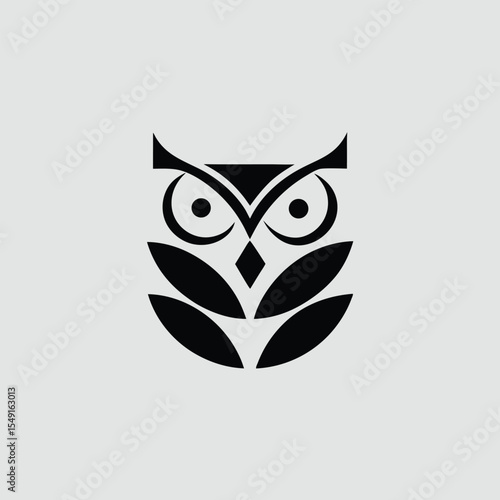 Stylized black owl logo on transparent background suitable for various design applications